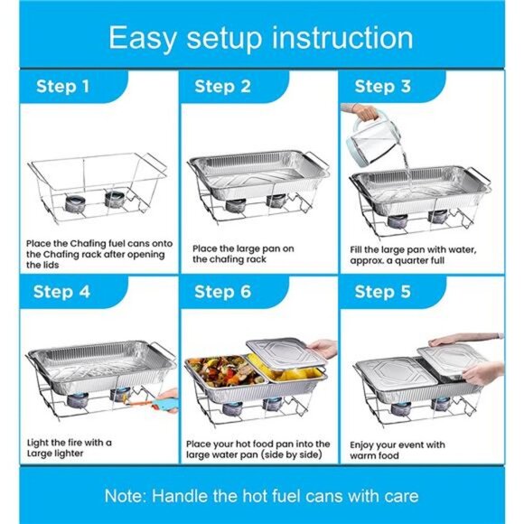 Disposable Chafing Dish Buffet Set, 33 Pcs of Chafing Servers with Covers (9x13) - Picture 2 of 7